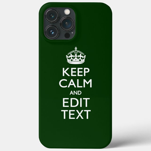 Personalised KEEP CALM AND Edit Text Green Case-Mate iPhone Case (Back)