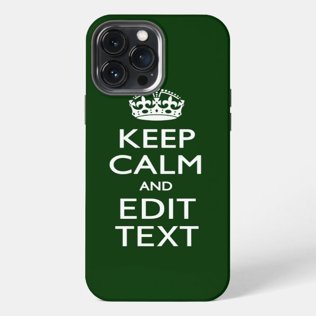 Personalised KEEP CALM AND Edit Text Green iPhone Case (Back)