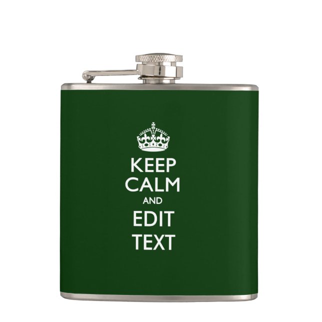 Personalised KEEP CALM AND Edit Text Hip Flask (Front)