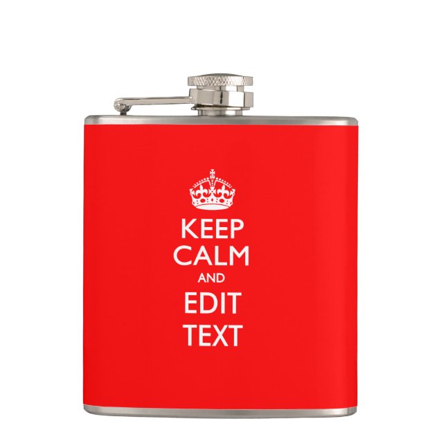 Personalised KEEP CALM AND Edit Text Hip Flask (Front)