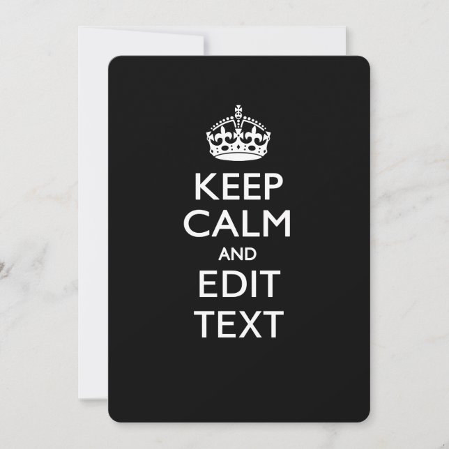Personalised KEEP CALM AND Edit Text Invitation (Front)