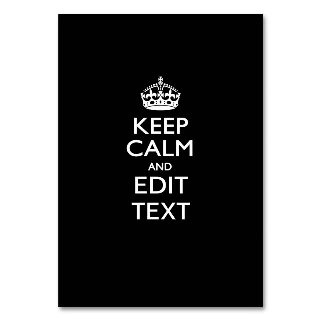 Personalised KEEP CALM AND Edit Text Invitation Table Number (Front)