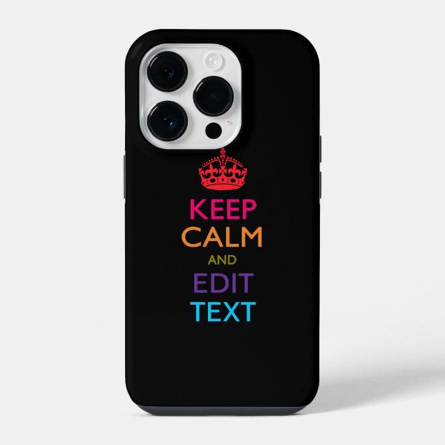 Personalised KEEP CALM AND Edit Text Multi Colour iPhone Case (Back)