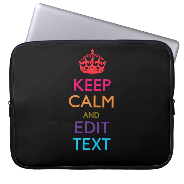 Personalised KEEP CALM AND Edit Text Multi Colour Laptop Sleeve (Front)