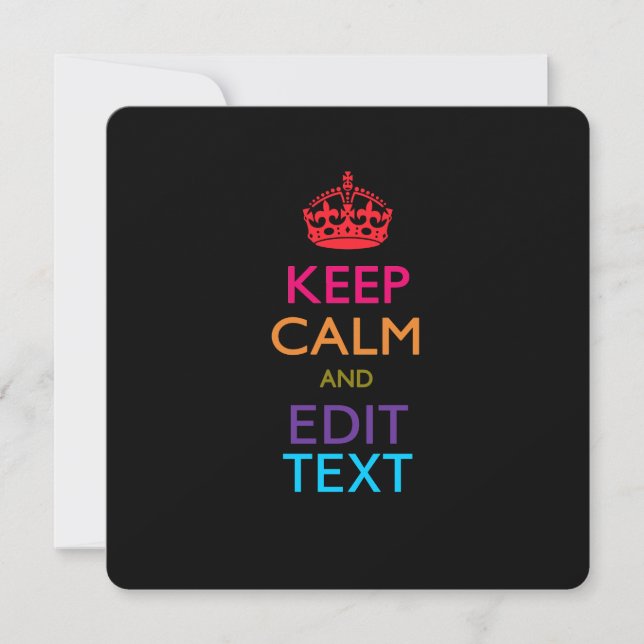 Personalised KEEP CALM AND Edit Text Multicolored (Front)