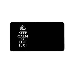 Personalised Keep Calm And Edit Text on Black Label