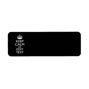 Personalised Keep Calm And Edit Text on Black Return Address Label