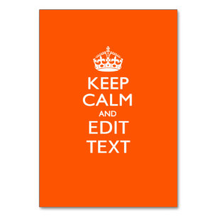 Personalised KEEP CALM AND Edit Text on Orange Table Number