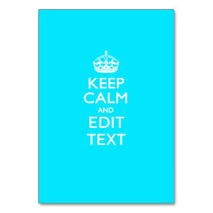 Personalised KEEP CALM AND Edit Text on Peacock Table Number