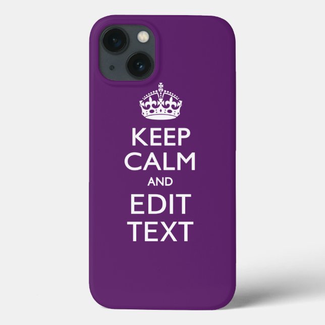 Personalised KEEP CALM AND Edit Text on Purple Case-Mate iPhone Case (Back)