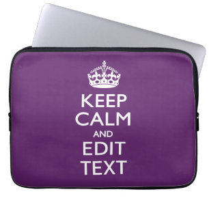 Personalised KEEP CALM AND Edit Text on Purple Laptop Sleeve