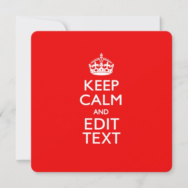 Personalised KEEP CALM AND Edit Text on Red (Front)