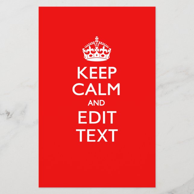 Personalised KEEP CALM AND Edit Text on Red Flyer (Front)