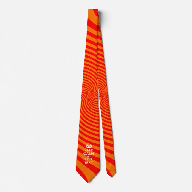 Personalised KEEP CALM AND Edit Text Orange Swirl Tie (Front)