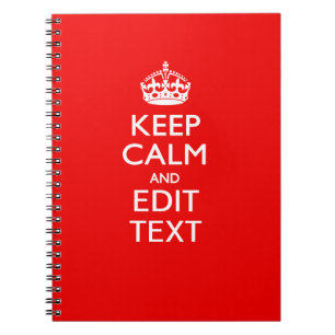 Personalised Keep Calm And Edit Text Red Decor Notebook