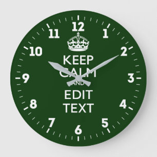 Personalised Keep Calm And Have Your Text on Green Large Clock