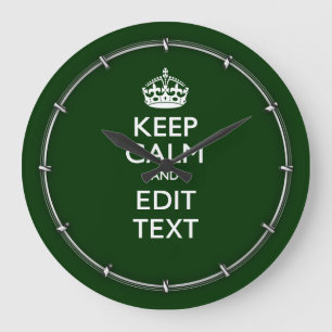 Personalised Keep Calm And Have Your Text on Green Large Clock