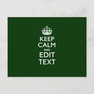 Personalised Keep Calm And Have Your Text on Green Postcard