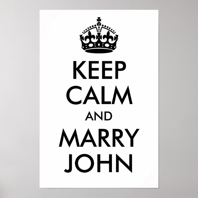 Personalised Keep Calm and Marry On Black Poster (Front)