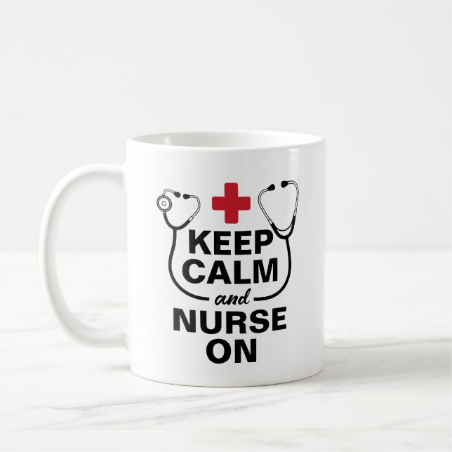 Personalised Keep Calm and Nurse On Custom Coffee Mug (Left)