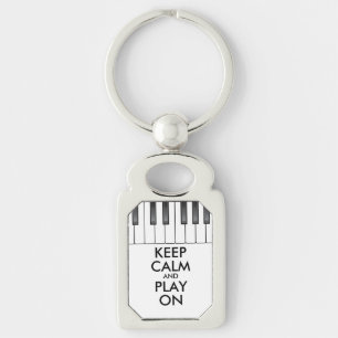 Personalised KEEP CALM and PLAY ON -Keyboard piano Key Ring
