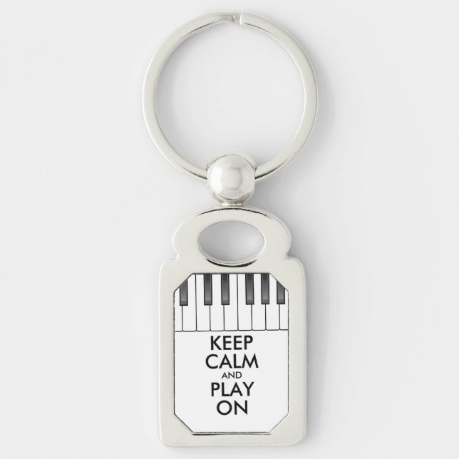 Personalised KEEP CALM and PLAY ON -Keyboard piano Key Ring (Front)