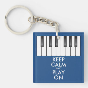 Personalised KEEP CALM and PLAY ON -Keyboard piano Key Ring