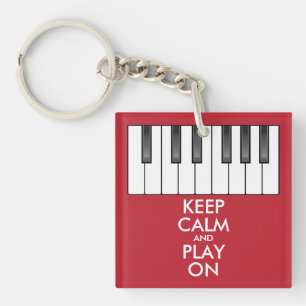 Personalised KEEP CALM and PLAY ON -Keyboard piano Key Ring