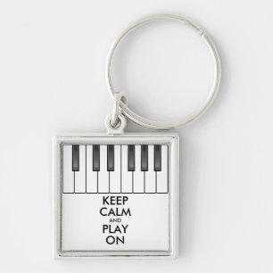 Personalised KEEP CALM and PLAY ON -Keyboard piano Key Ring