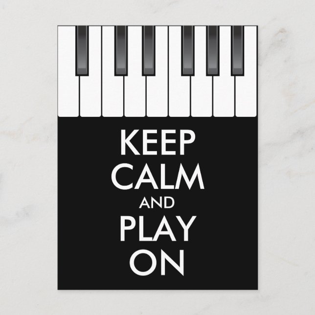 Personalised KEEP CALM and PLAY ON -Keyboard piano Postcard (Front)