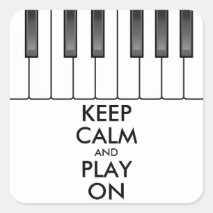 Personalised KEEP CALM and PLAY ON -Keyboard piano Square Sticker