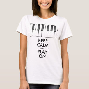 Personalised KEEP CALM and PLAY ON -Keyboard piano T-Shirt