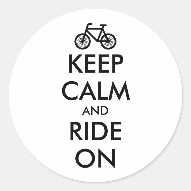 Personalised KEEP CALM and RIDE ON Classic Round Sticker (Front)