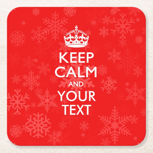 Personalised KEEP CALM AND Your on Red Square Paper Coaster (Front)