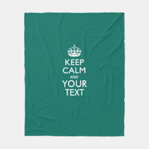 Personalised Keep Calm And Your Text Aqua Fleece Blanket