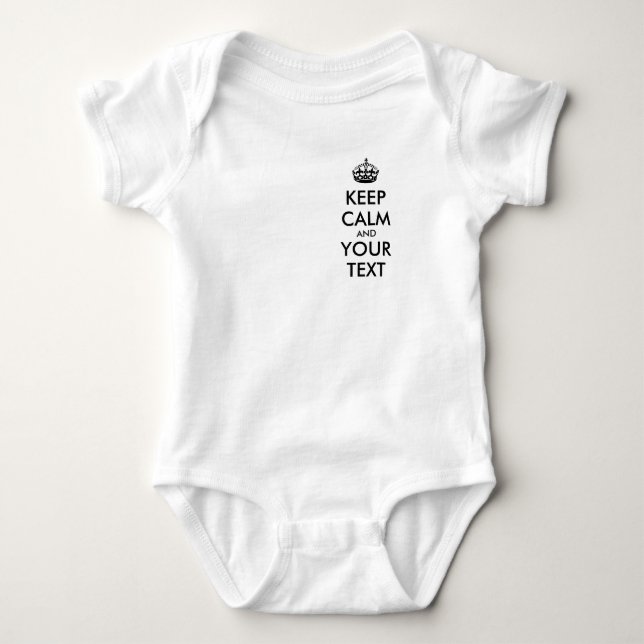 Personalised KEEP CALM and YOUR TEXT Baby Bodysuit (Front)