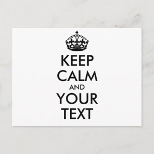 Personalised KEEP CALM and YOUR TEXT - black Postcard