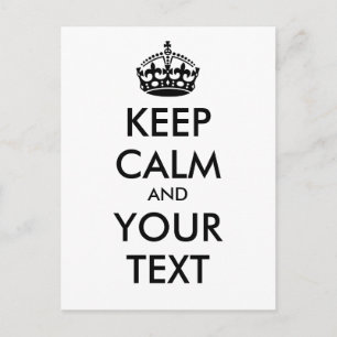 Personalised KEEP CALM and YOUR TEXT - black Postcard