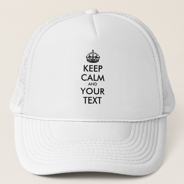 Personalised KEEP CALM and YOUR TEXT - black Trucker Hat (Front)