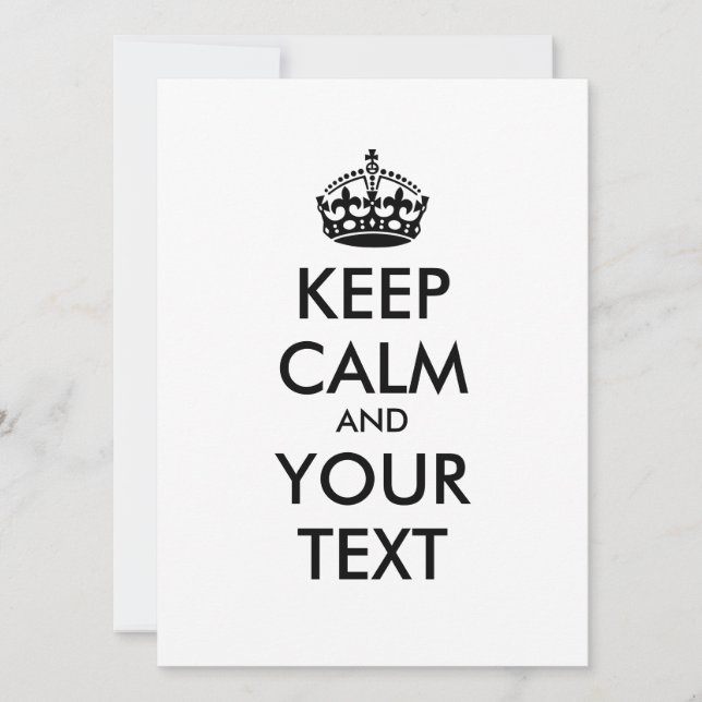 Personalised KEEP CALM and YOUR TEXT - black words (Front)