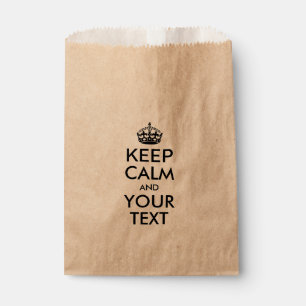Personalised KEEP CALM and YOUR TEXT - black words Favour Bag