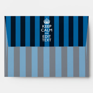 Personalised KEEP CALM AND Your Text Blue Stripes Envelopes