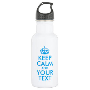 Personalised KEEP CALM and YOUR TEXT - blue words 532 Ml Water Bottle
