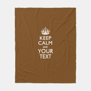 Personalised Keep Calm And Your Text Brown Fleece Blanket