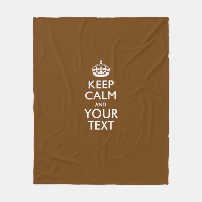 Personalised Keep Calm And Your Text Brown Fleece Blanket (Front)