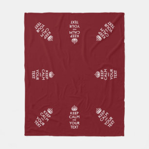 Personalised Keep Calm And Your Text Burgundy Fleece Blanket