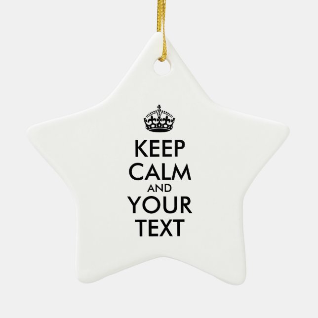 Personalised KEEP CALM and YOUR TEXT Ceramic Tree Decoration (Back)