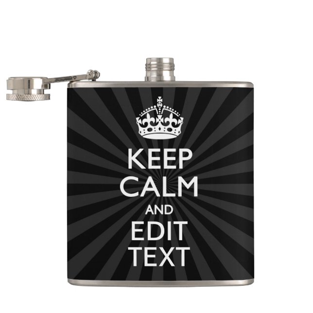 Personalised KEEP CALM and your text Creative Hip Flask (Opened)