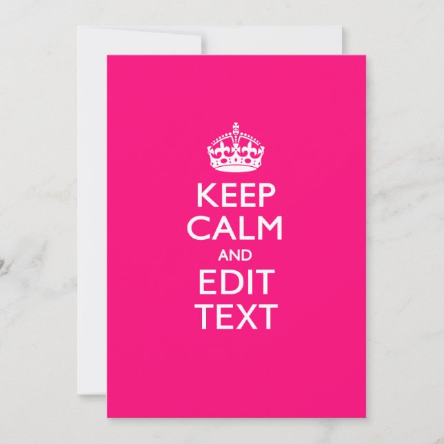 Personalised KEEP CALM AND Your Text EASILY PINK (Front)