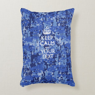 Personalised KEEP CALM AND Your Text for Camo Decorative Cushion